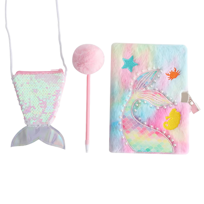 Mermaid Plush Notebook Set