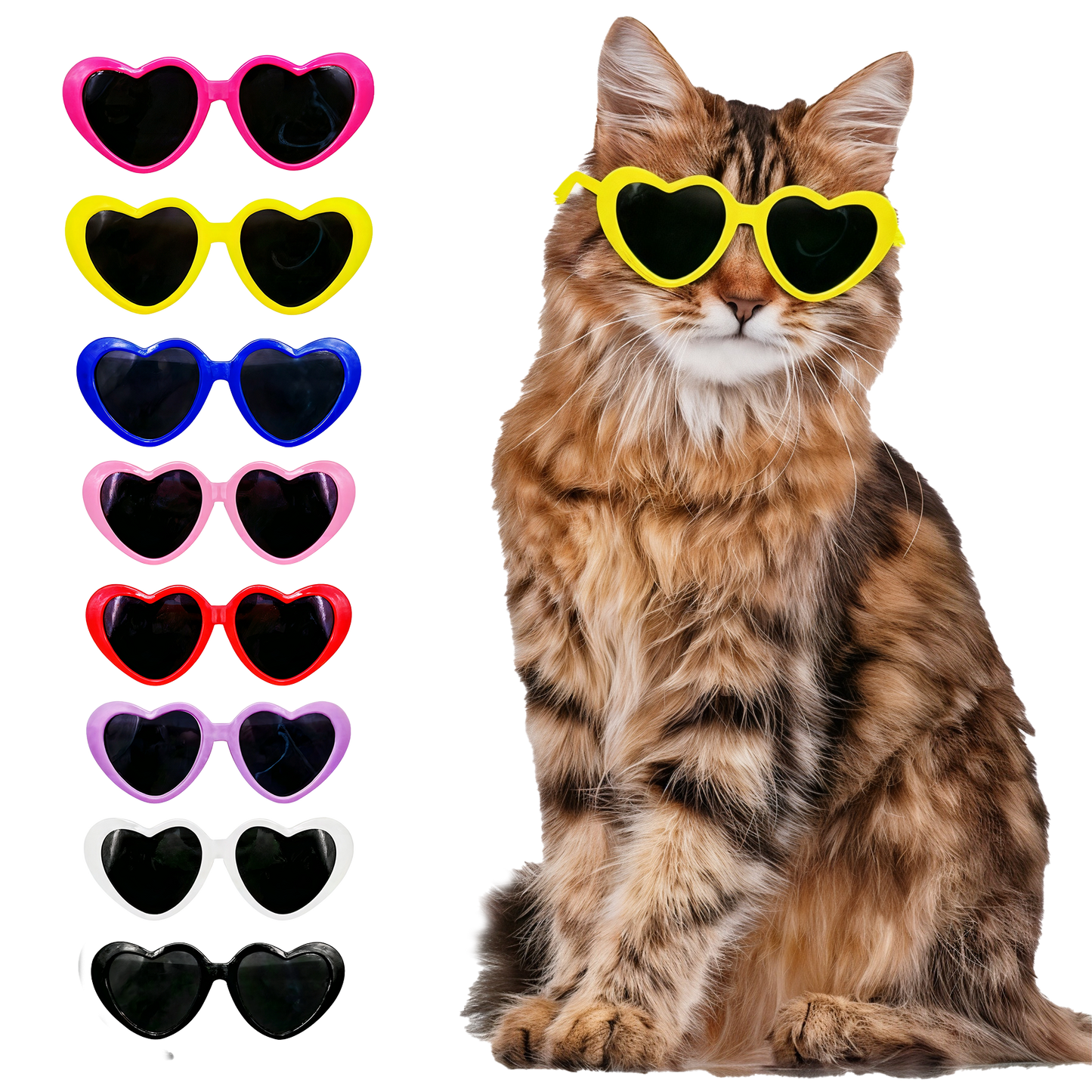 Cute Heart-Shaped Cat Sunglasses Toy - Catcorns