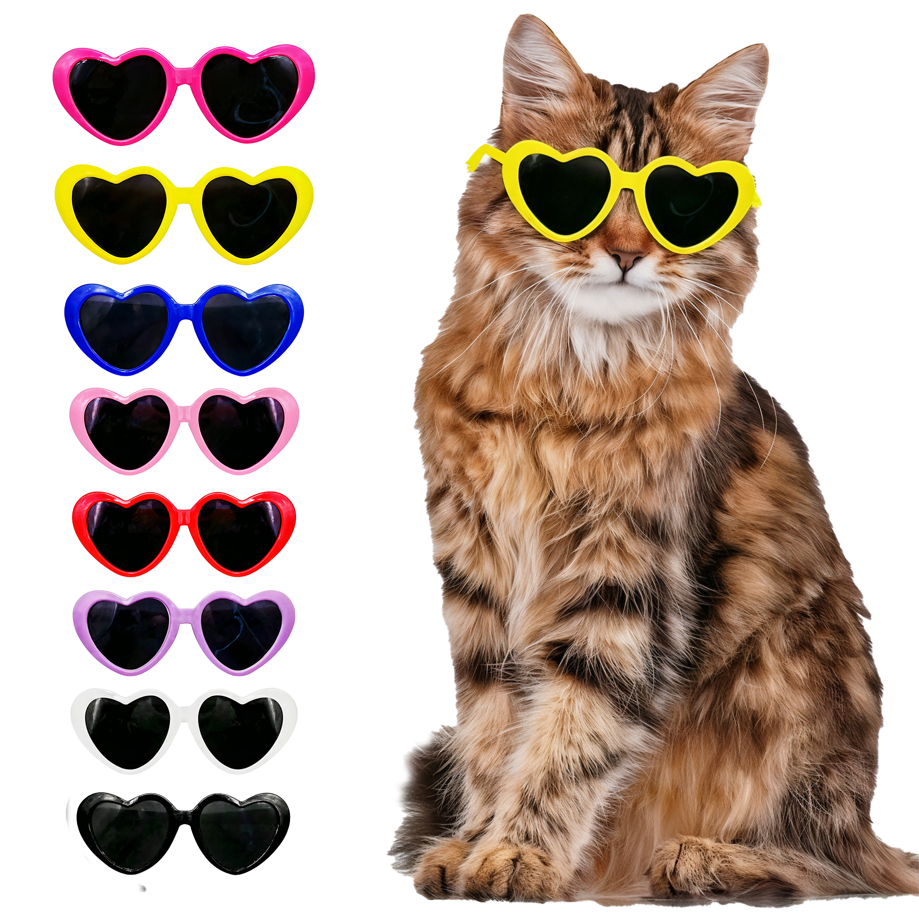 Cute Heart-Shaped Cat Sunglasses Toy - Catcorns