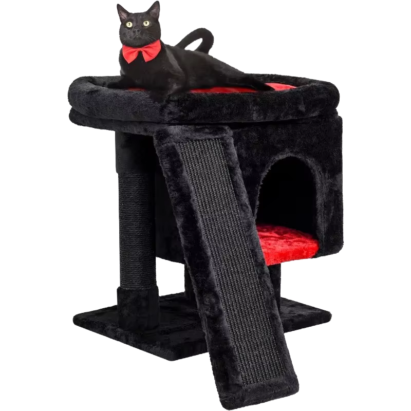 Gothic Cat Tree with Coffin Bed for Indoor Cats